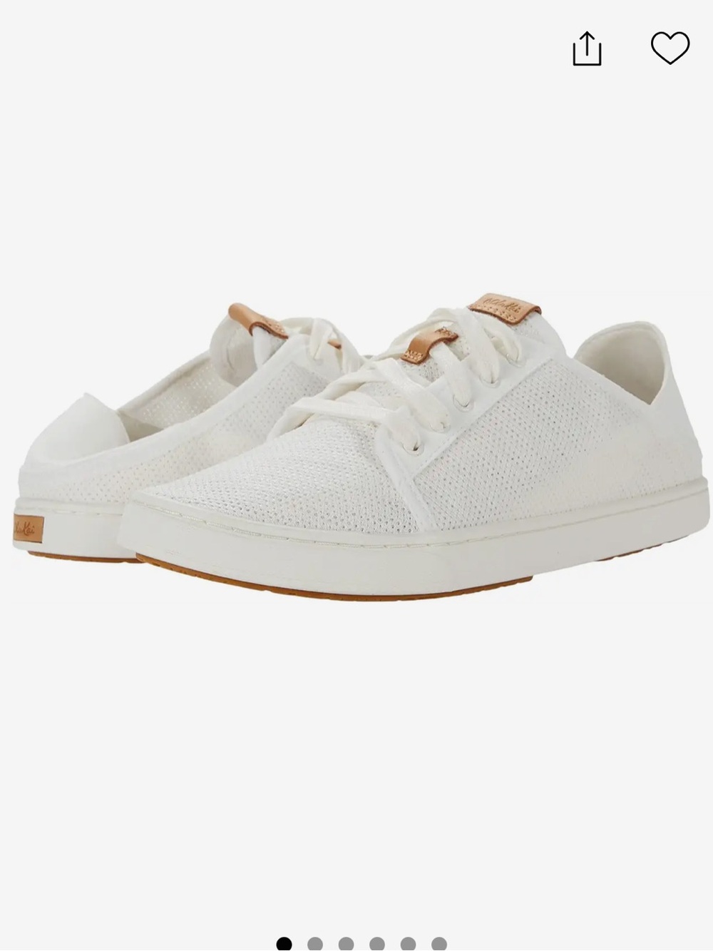 OluKai Pehuea Li White Knit Lace-Up Sneaker Shoes Collapsible-Back slip-on